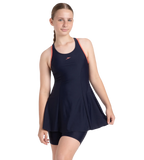 Girl's Endurance10 Racerback Swimdress With Boyleg - True Navy & Coral Sands