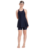 Girl's Endurance10 Racerback Swimdress With Boyleg - True Navy & Coral Sands