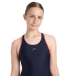 Girl's Endurance10 Racerback Swimdress With Boyleg - True Navy & Coral Sands