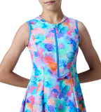 Girl's Endurance10 Printed Closedback Swimdress With Boyleg - Angelic Blue & Periwinkle Blue