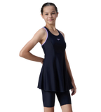 Girl's Endurance10 Racerback Swimdress With Boyleg - True Navy & Purple Mist