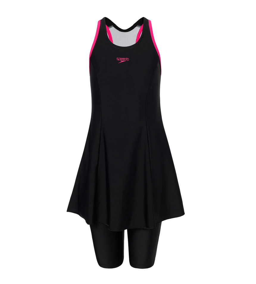Girl's Endurance10 Racerback Swimdress With Boyleg - Black & Ruby