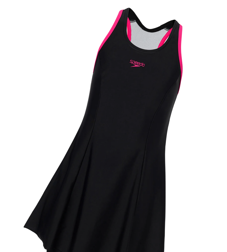 Girl's Endurance10 Racerback Swimdress With Boyleg - Black & Ruby