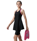 Girl's Endurance10 Racerback Swimdress With Boyleg - Black & Ruby