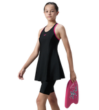 Girl's Endurance10 Racerback Swimdress With Boyleg - Black & Ruby