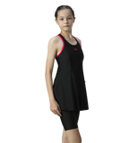 Girl's Endurance10 Racerback Swimdress With Boyleg - Black & Ruby