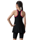 Girl's Endurance10 Racerback Swimdress With Boyleg - Black & Ruby