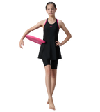 Girl's Endurance10 Racerback Swimdress With Boyleg - Black & Ruby