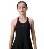 Girl's Endurance10 Racerback Swimdress With Boyleg - Black & Ruby