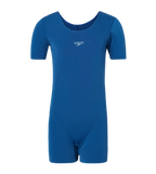 Girl's Endurance+ Short Sleeve Essential U-Back Legsuit - Aegean Denim & Acadia Blue