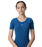 Girl's Endurance+ Short Sleeve Essential U-Back Legsuit - Aegean Denim & Acadia Blue