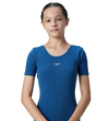 Girl's Endurance+ Short Sleeve Essential U-Back Legsuit - Aegean Denim & Acadia Blue