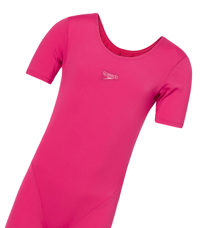 Girl's Endurance+ Short Sleeve Essential U-Back Legsuit - Ruby & Pink Lemonade