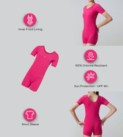 Girl's Endurance+ Short Sleeve Essential U-Back Legsuit - Ruby & Pink Lemonade