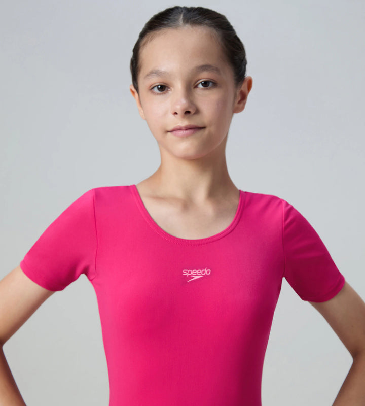 Girl's Endurance+ Short Sleeve Essential U-Back Legsuit - Ruby & Pink Lemonade