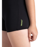 Girl's Endurance+ Sleeved Essential U-Back Legsuit - Black & Hyper Yellow
