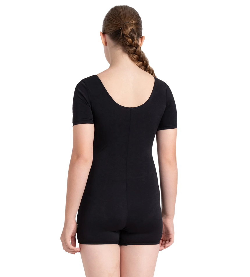 Girl's Endurance+ Sleeved Essential U-Back Legsuit - Black & Hyper Yellow