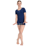 Girl's Endurance+ Sleeved Essential U-Back Legsuit - Cerulean Blue & White