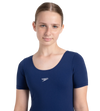 Girl's Endurance+ Sleeved Essential U-Back Legsuit - Cerulean Blue & White