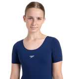 Girl's Endurance+ Sleeved Essential U-Back Legsuit - Cerulean Blue & White
