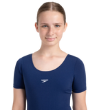 Girl's Endurance+ Sleeved Essential U-Back Legsuit - Cerulean Blue & White