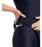 Girl's Endurance10 Sleeved Closedback Swimdress With Boyleg - True Navy & Coral Sands