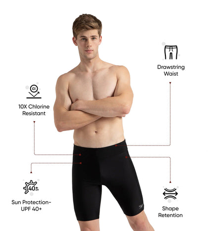 Men's Endurance10 Back Waistband Graphic Print Essential Jammer - Black & Elephant