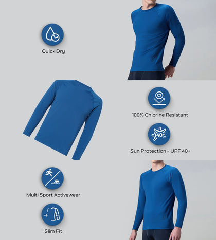 Men's Endurance+ Long Sleeve Performance Suntop - Aegean Denim & True Navy