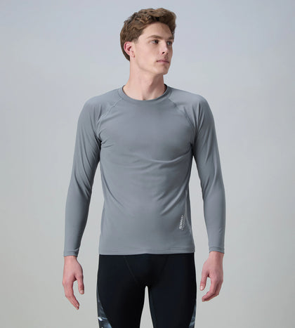 Men's Endurance+ Long Sleeve Performance Suntop - Coin Grey & White