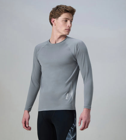 Men's Endurance+ Long Sleeve Performance Suntop - Coin Grey & White