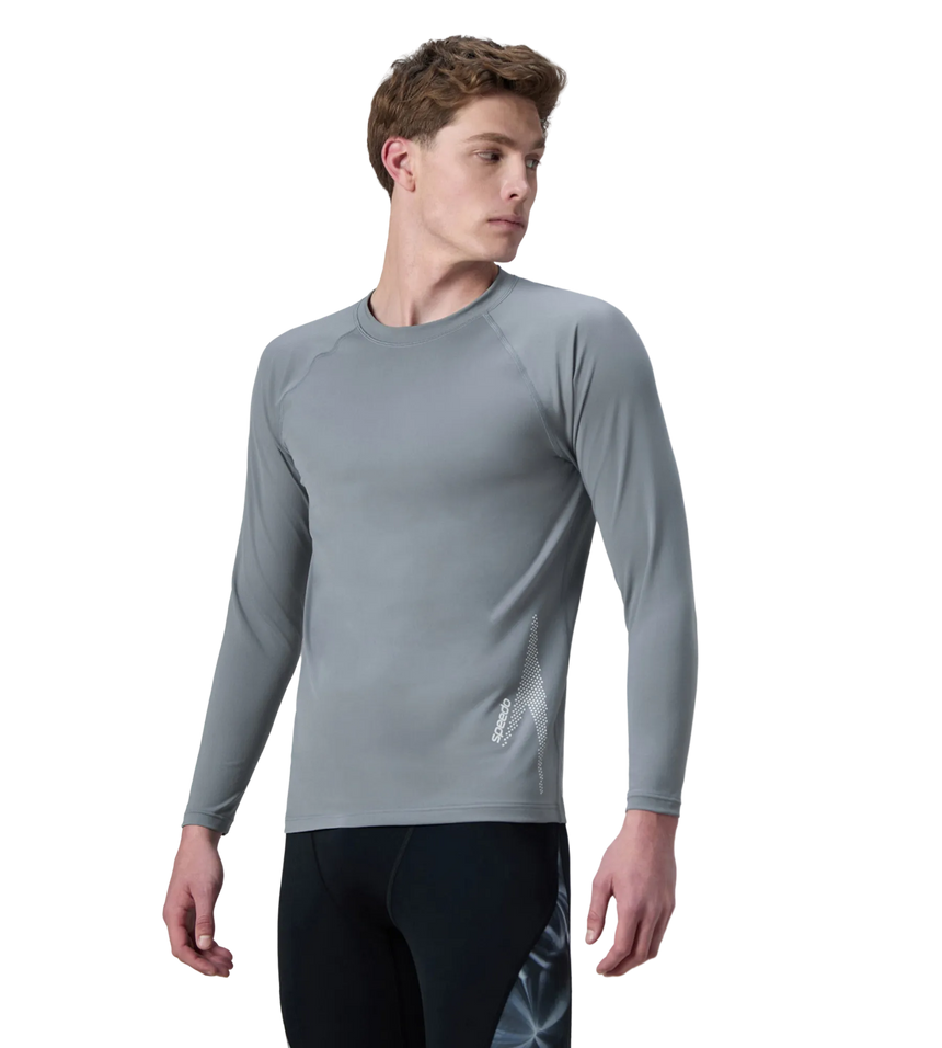 Men's Endurance+ Long Sleeve Performance Suntop - Coin Grey & White