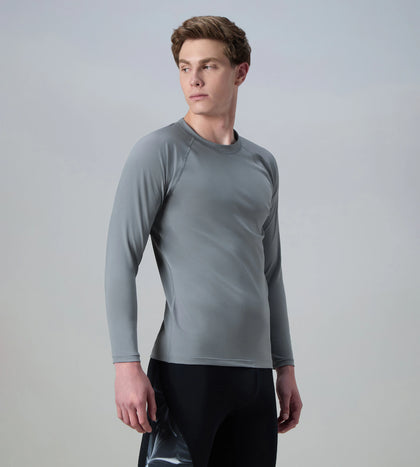 Men's Endurance+ Long Sleeve Performance Suntop - Coin Grey & White