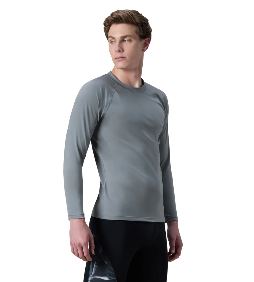 Men's Endurance+ Long Sleeve Performance Suntop - Coin Grey & White