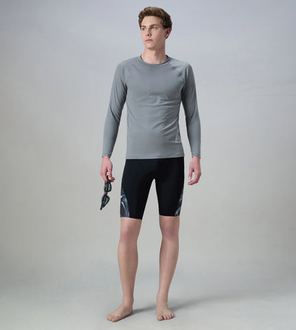 Men's Endurance+ Long Sleeve Performance Suntop - Coin Grey & White