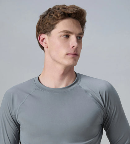 Men's Endurance+ Long Sleeve Performance Suntop - Coin Grey & White