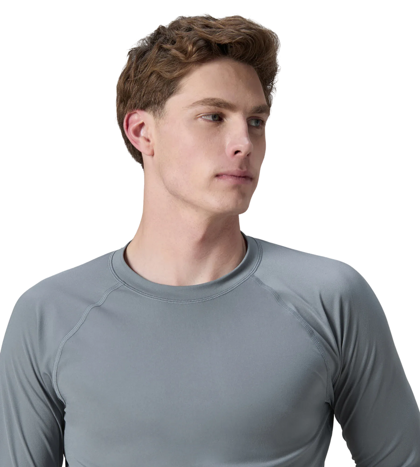 Men's Endurance+ Long Sleeve Performance Suntop - Coin Grey & White