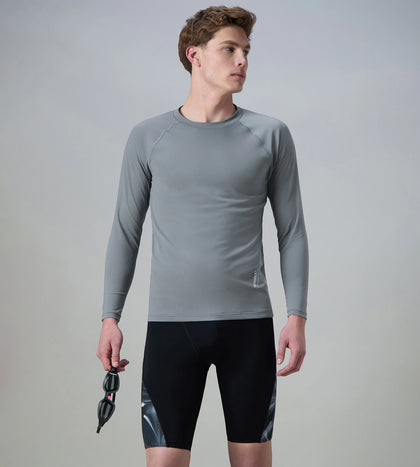 Men's Endurance+ Long Sleeve Performance Suntop - Coin Grey & White