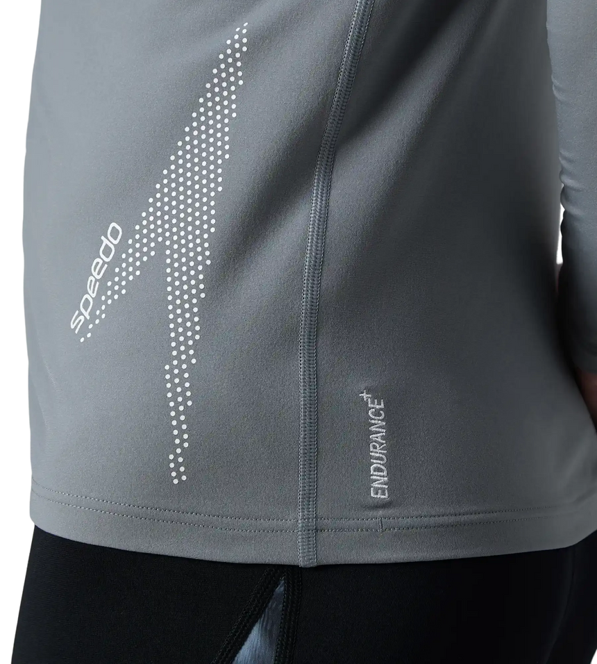 Men's Endurance+ Long Sleeve Performance Suntop - Coin Grey & White