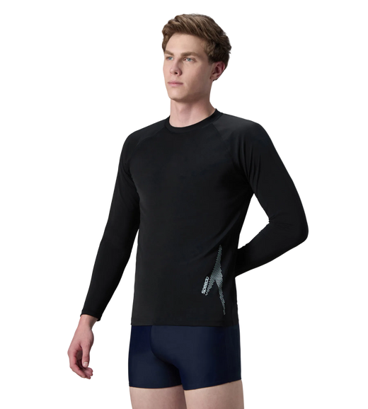 Men's Endurance+ Long Sleeve Performance Suntop - Black & Evening Grey