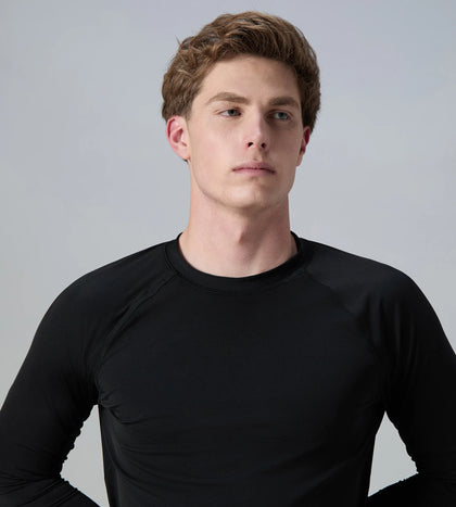 Men's Endurance+ Long Sleeve Performance Suntop - Black & Evening Grey