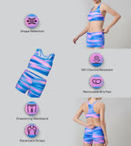 Women's Endurance10 Printed Racerback Bikini Set - Deep Saffire & Neon Violet