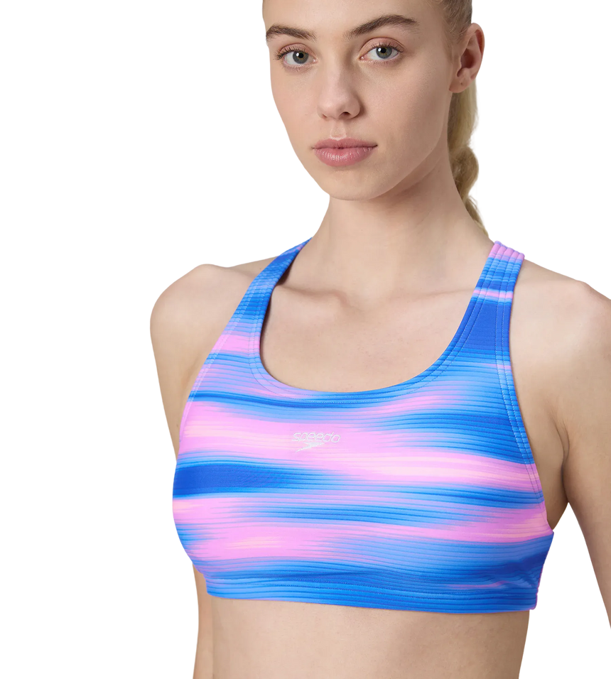 Women's Endurance10 Printed Racerback Bikini Set - Deep Saffire & Neon Violet