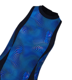 Women's Endurance+ Printed Highneck Legsuit - Black & Deep Saffire