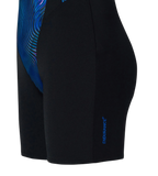 Women's Endurance+ Printed Highneck Legsuit - Black & Deep Saffire