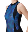Women's Endurance+ Printed Highneck Legsuit - Black & Deep Saffire