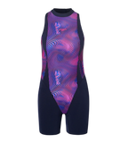Women's Endurance+ Printed Highneck Legsuit - True Navy & Margarita Pink