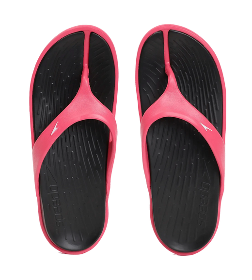 Women's Dual Colour Flip Flops - Black & Raspberry Fill