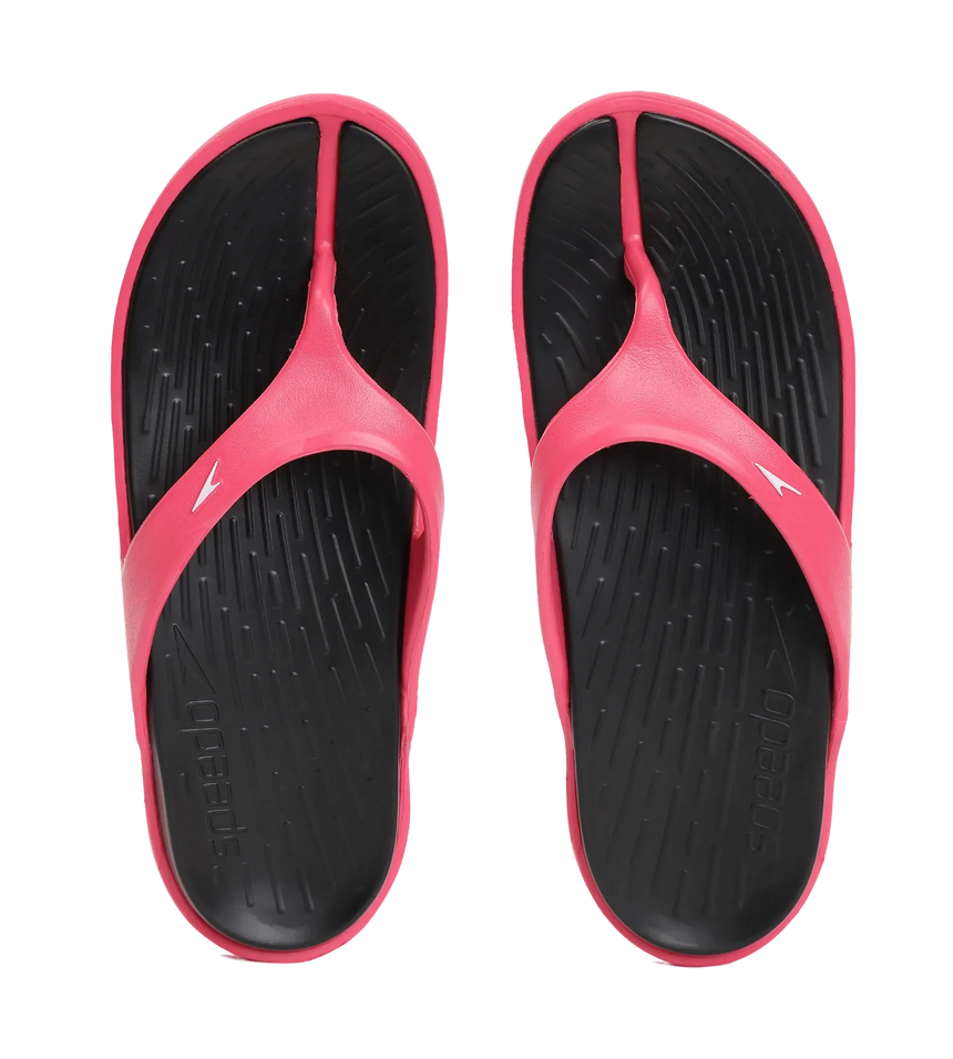 Women's Dual Colour Flip Flops - Black & Raspberry Fill