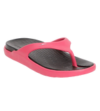 Women's Dual Colour Flip Flops - Black & Raspberry Fill