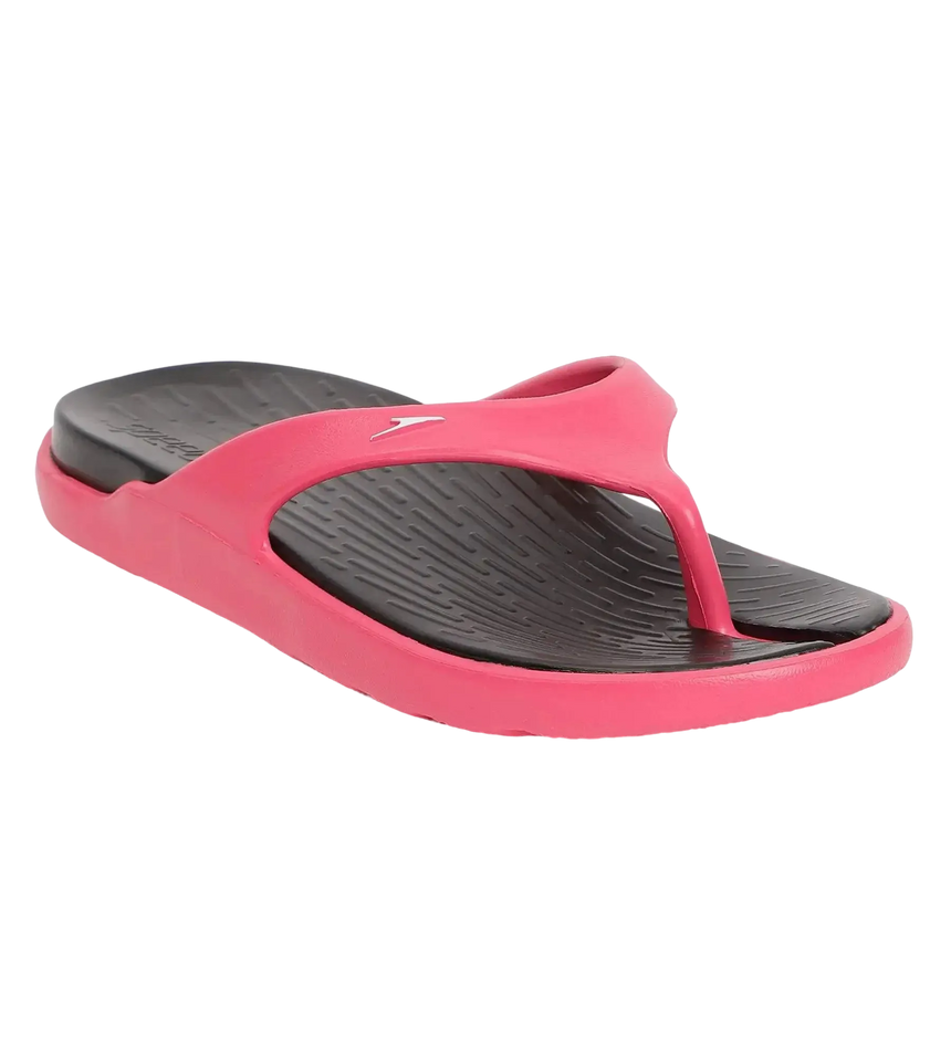 Women's Dual Colour Flip Flops - Black & Raspberry Fill